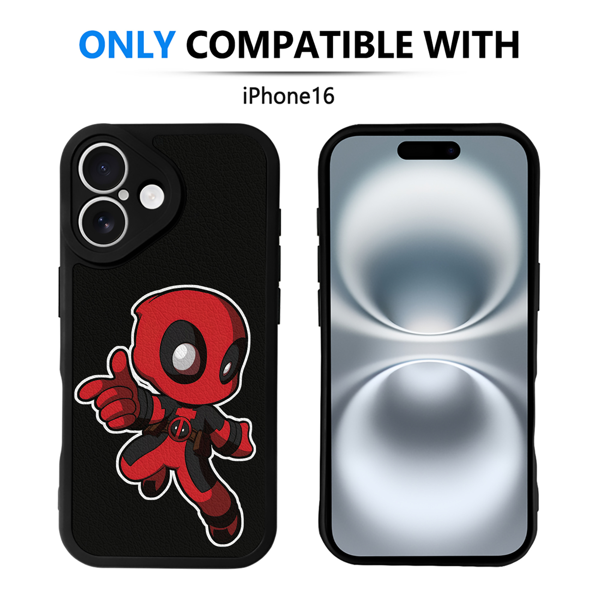 （画像用） Deadpool デッドプール 【iPhone 16シリーズ対応】シリコンスマホケース（レザー調） 材質：シリコン